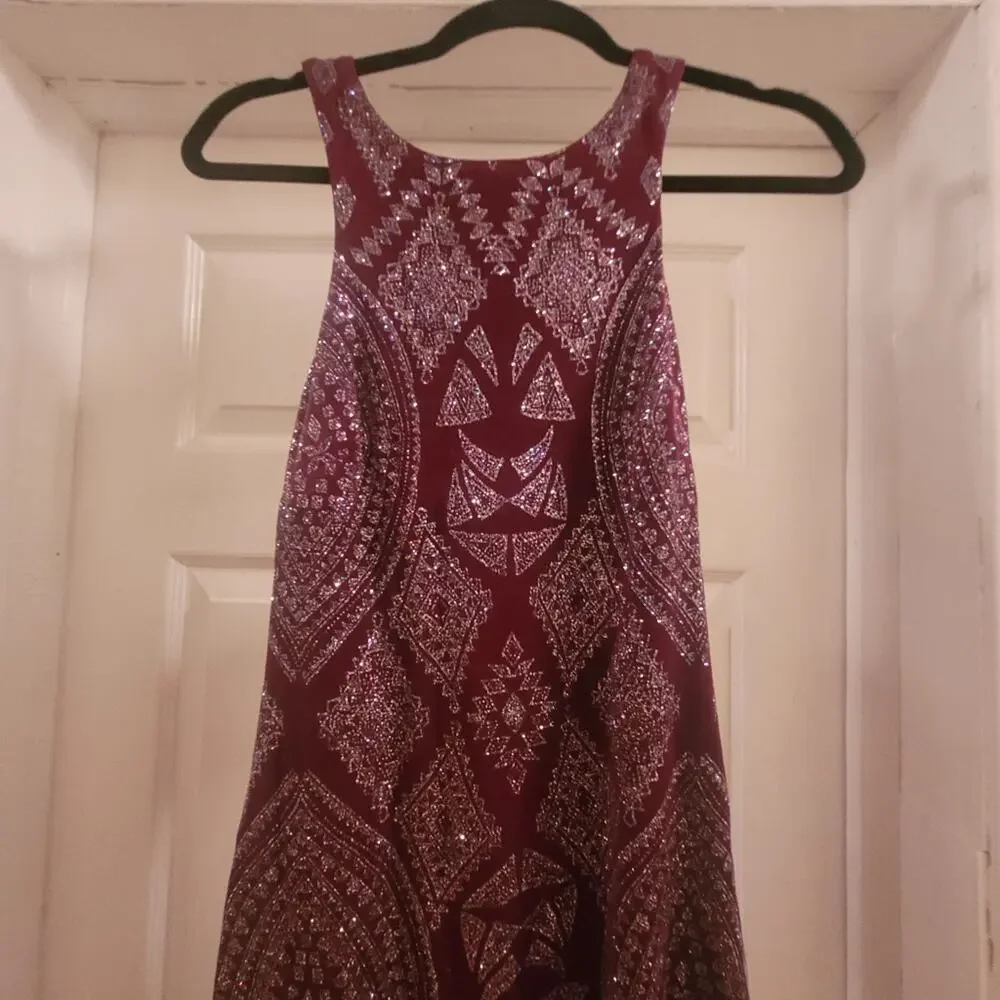 Vtg Y2K  Womens Speechless Sparkly Burgundy Sleeveless Dress Party Dance Size 7